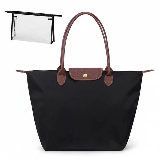 Borsa da Spalla Ripiegabile - Grande Capacità - Telaio in Nylon - Borsa Cosmetici in PVC Translucido - Ideale per Viaggi - Cinturino Regolabile - Borsa a Mano