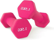 Manubri in Neoprene - Set di 2 - 1kg (Rosso) per Palestra in Casa Fitness
