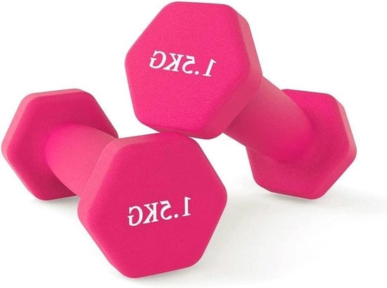 Manubri in Neoprene - Set di 2 - 1kg (Rosso) per Palestra in Casa Fitness