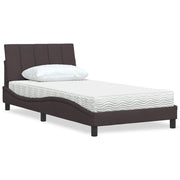 Letto con Materasso-Struttura Letto con Materasso Hanko Marrone Scuro 100x200 cm in Tessuto