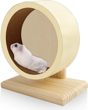 Wiel in legno per piccoli roditori - 15 cm - Flessibile e silenzioso, adatto per dwerghamsters, degus e topi da laboratorio con strisce di gomma di riserva