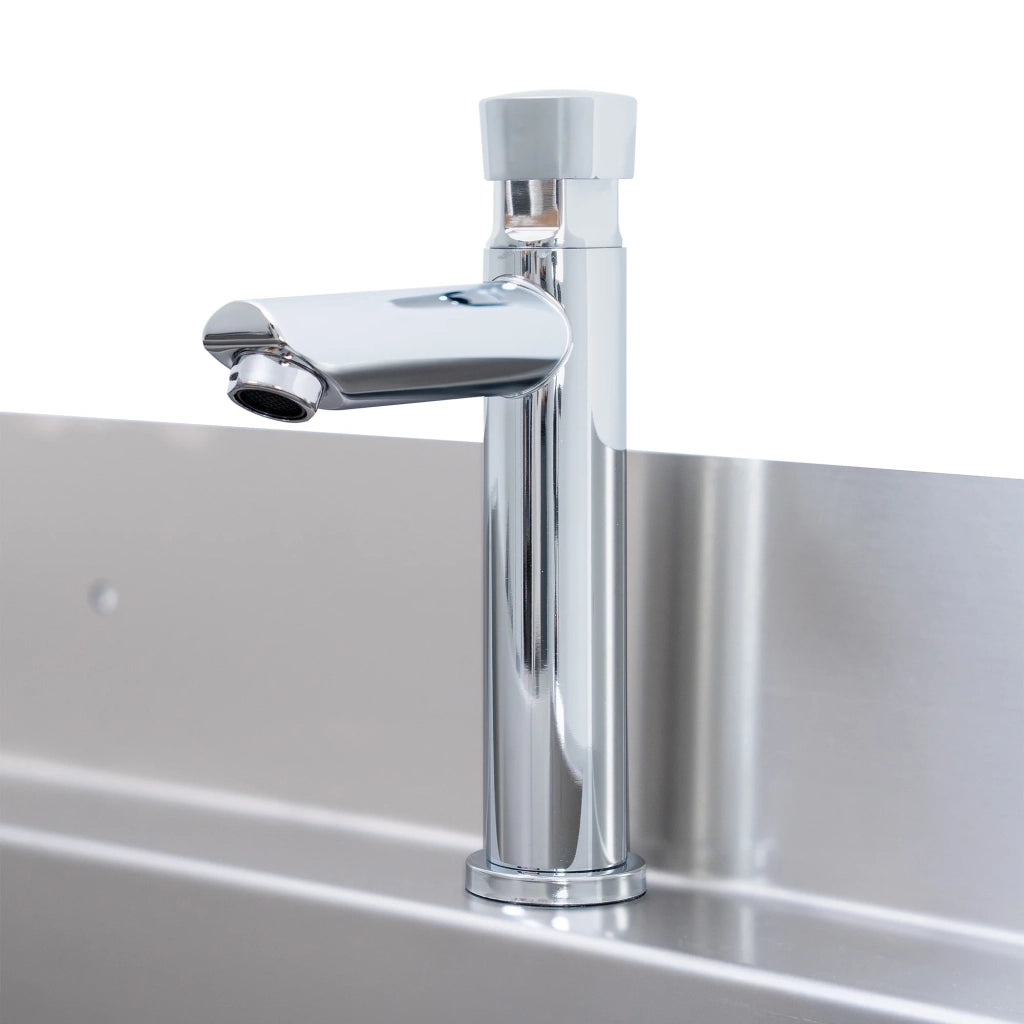 Lavabo a Canale 120 cm (1200 mm) Acciaio Inox a Parete con Rubinetti Push
