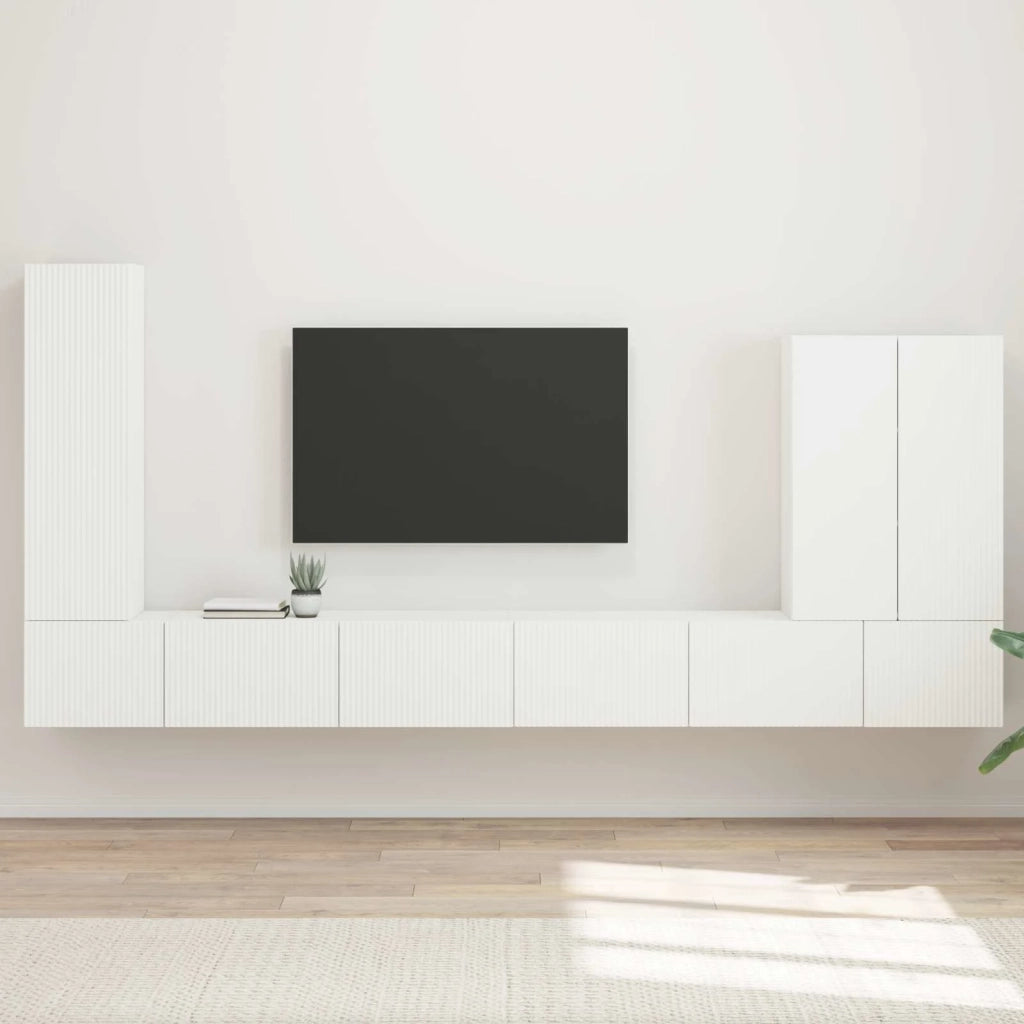 Set di Mobiletto da TV a Parete Montaggio a parete 6 pcs Bianco 3408952