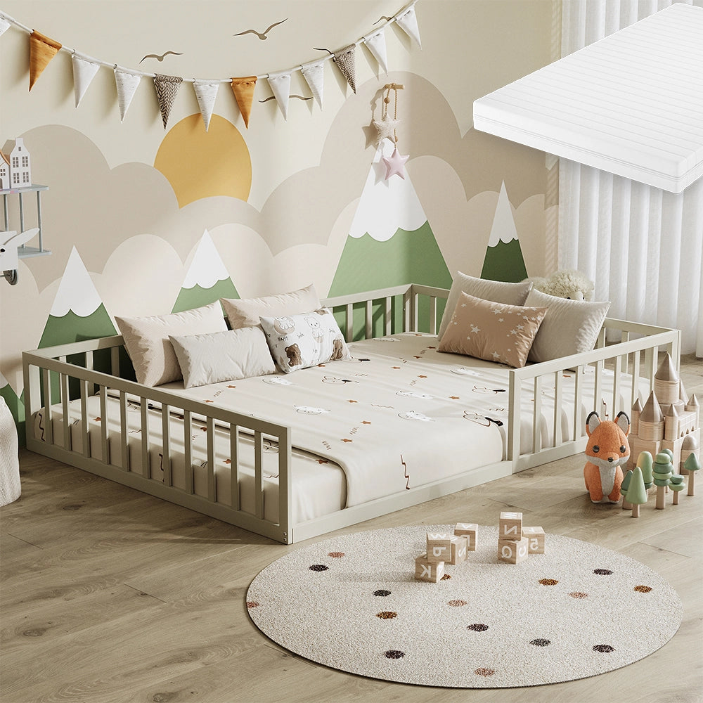 Vitalispa Letto per bambini Grigio 140x200 con materasso