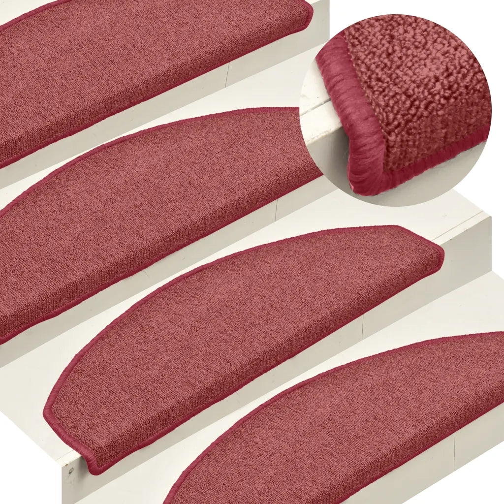 Tappetini per scale 15 pz 65x24x4 cm Bordeaux Semicircolari Grandi 322373