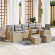 Set divano da giardino  10 pezzi con cuscini beige polyrattan acacia