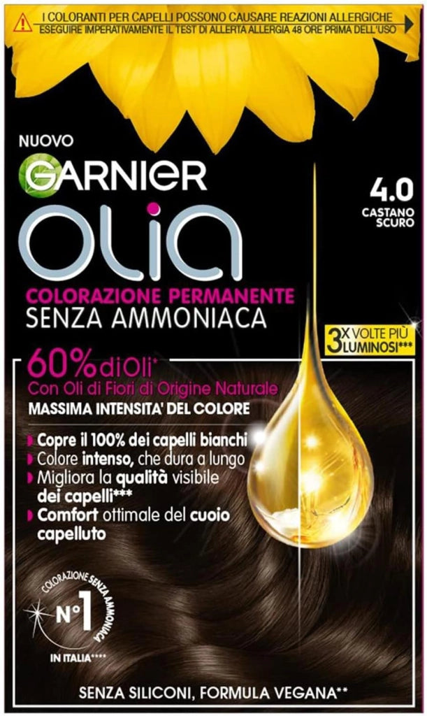 GARNIER OLIA SET 4 PZ TINTA CAPELLI 4.0 CASTANO SCURO
