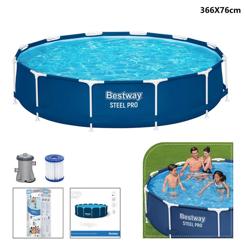 Trade Shop - Piscina  Fuori Terra Steel Pro Con Struttura Pompa Filtro ø 366 X 76 Cm Rotonda 56681 -