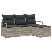 Set di divani 4 pz | Set Salotto da Giardino Grigio chiaro polyrattan