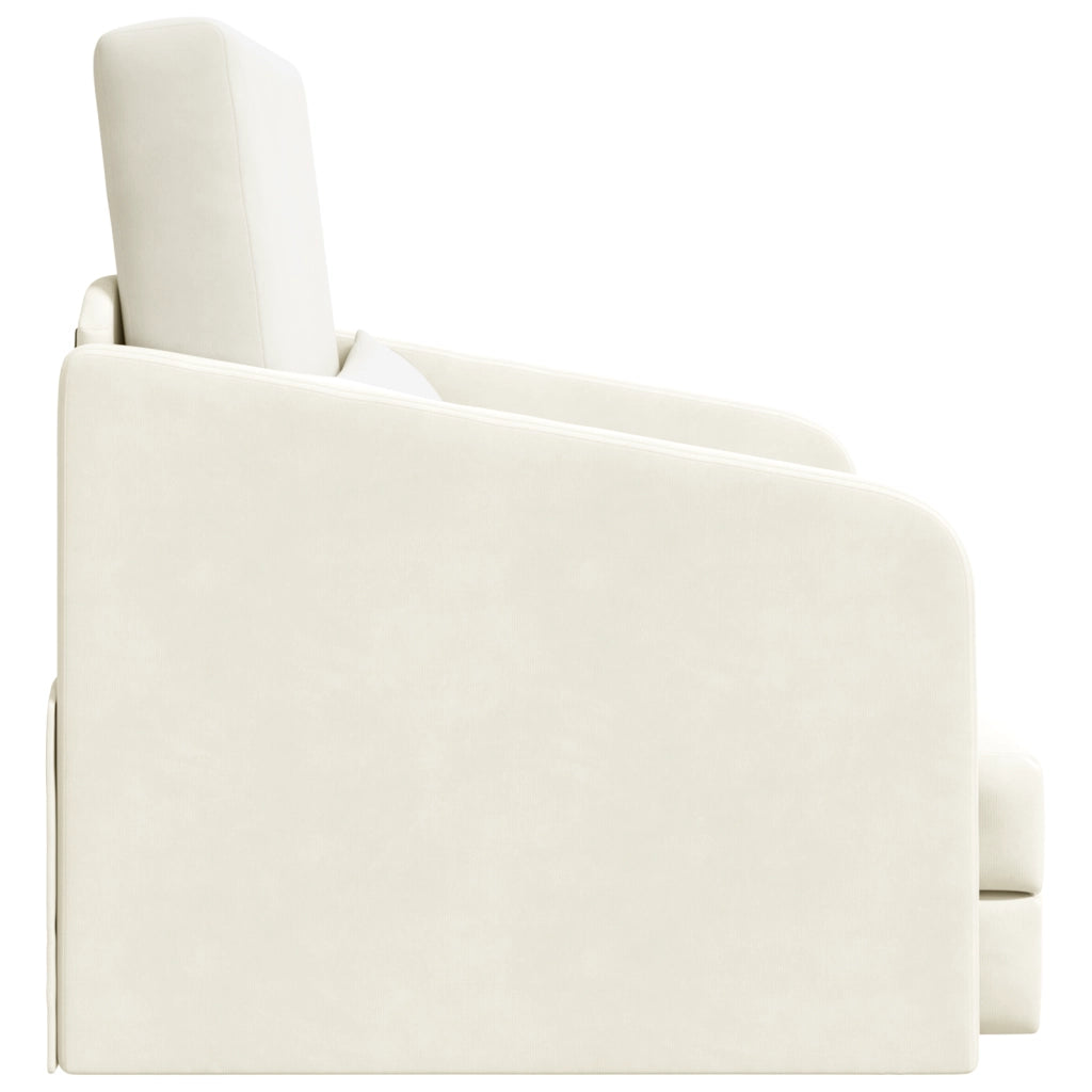 Divano Letto da Pavimento 2-in-1 Panna 65x80x83 cm in Velluto