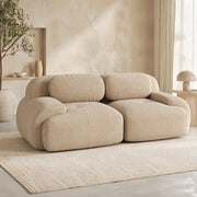 Divano angolare modulare 208x103x70 cm in tessuto effetto velluto a coste; beige