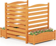 Fioriera Rialzata da Giardino con Traliccio, Letto da Giardino Rialzato in Legno con 2/3 Grigliati per Piante Rampicanti, Fori di Drenaggio e Base Rimovibile (3 Pannelli)