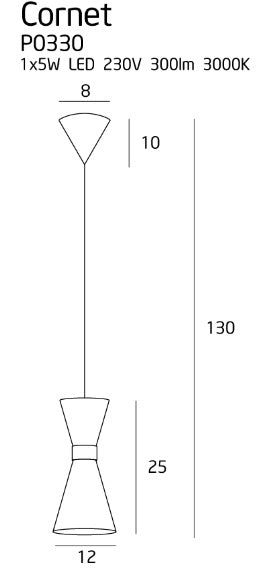 Lampada a sospensione CORNET LED 5W nero/oro Maxlight