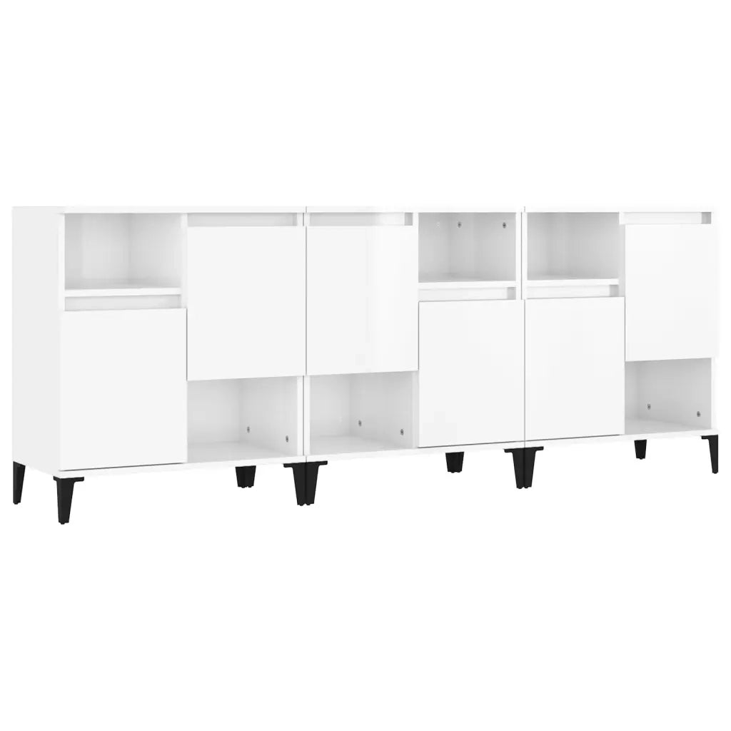 Credenze 3pz Bianco Lucido 60x35x70 cm in Legno Multistratocod mxl 77558