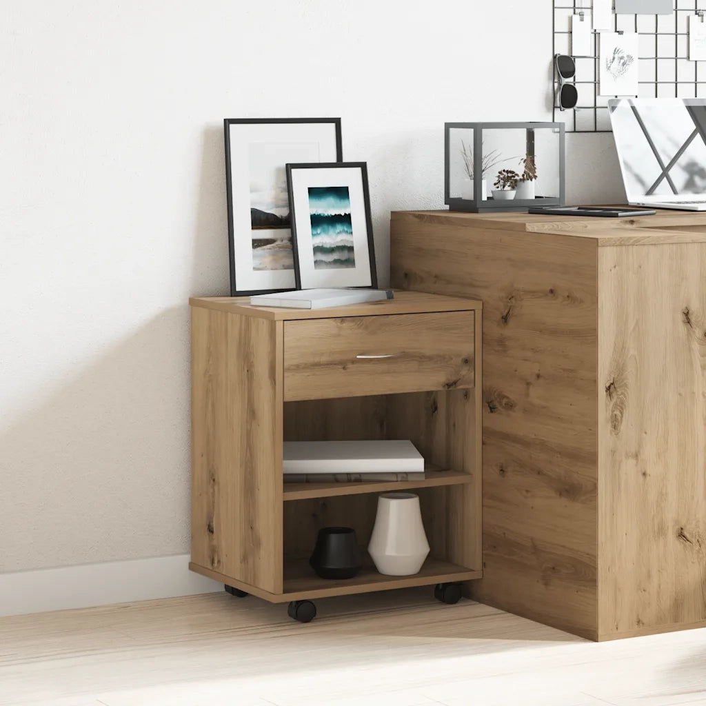 vidaXL Armadietto con Ruote Rovere Artigianale 46x36x59 cm Truciolato