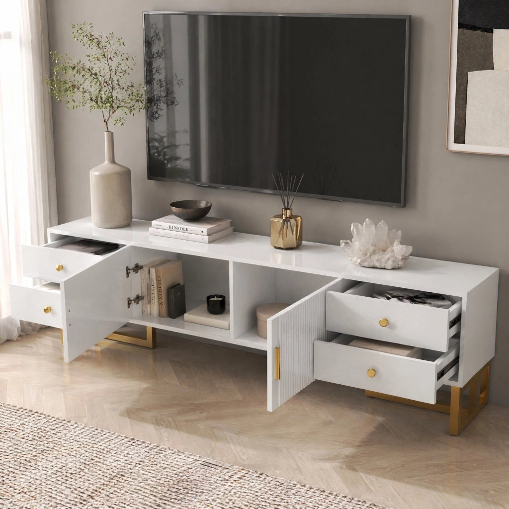 MOBILE TV 175 cm Bianco in MDF con 4 cassetti e 2 ante