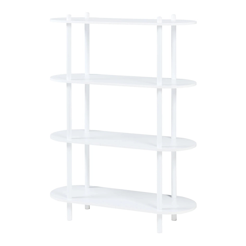 Scaffale dal design senza tempo per soggiorno/camera da letto mobile contenitore indipendente diametro 4 ripiani bianco 03_0011163