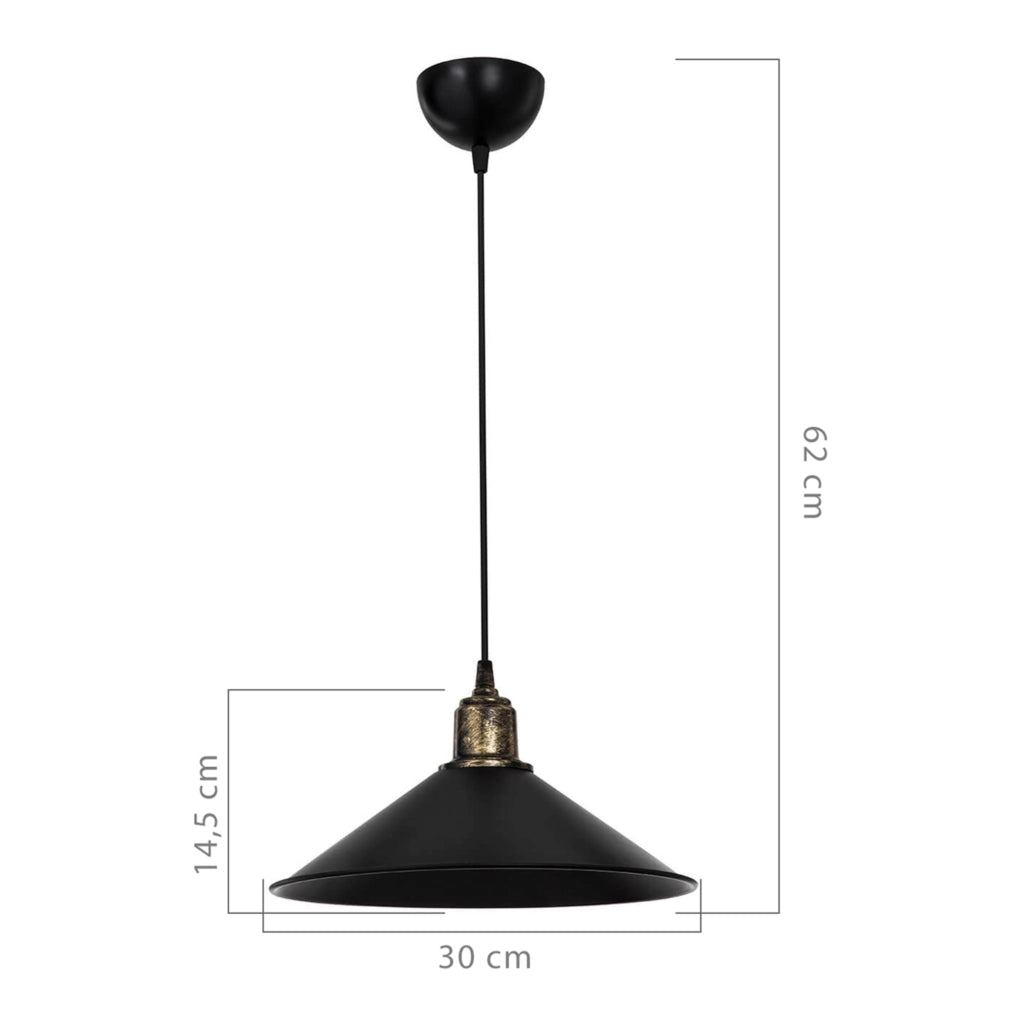 Lampada a Sospensione 'Hinckley' con Paralume a Cono - Nero/Bronzo [lux.pro]