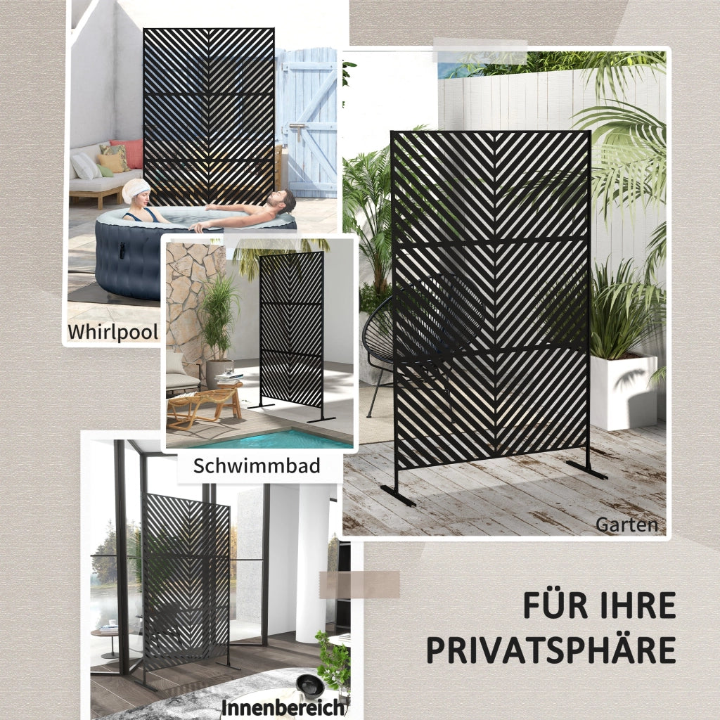 Pannello Divisorio Sichtschutz per Giardino ¨C zephmum ¨C Geometrico, Metallo, 122x45x198 cm, Nero