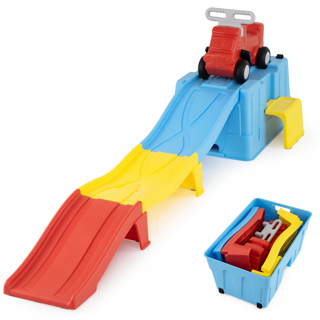 Macchina cavalcabile con scivolo auto per bambini con scivolo e vano portaoggetti con rotelle, Macchina cavalcabile per interno ed esterno Blu