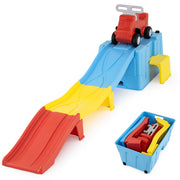 Macchina cavalcabile con scivolo auto per bambini con scivolo e vano portaoggetti con rotelle, Macchina cavalcabile per interno ed esterno Blu