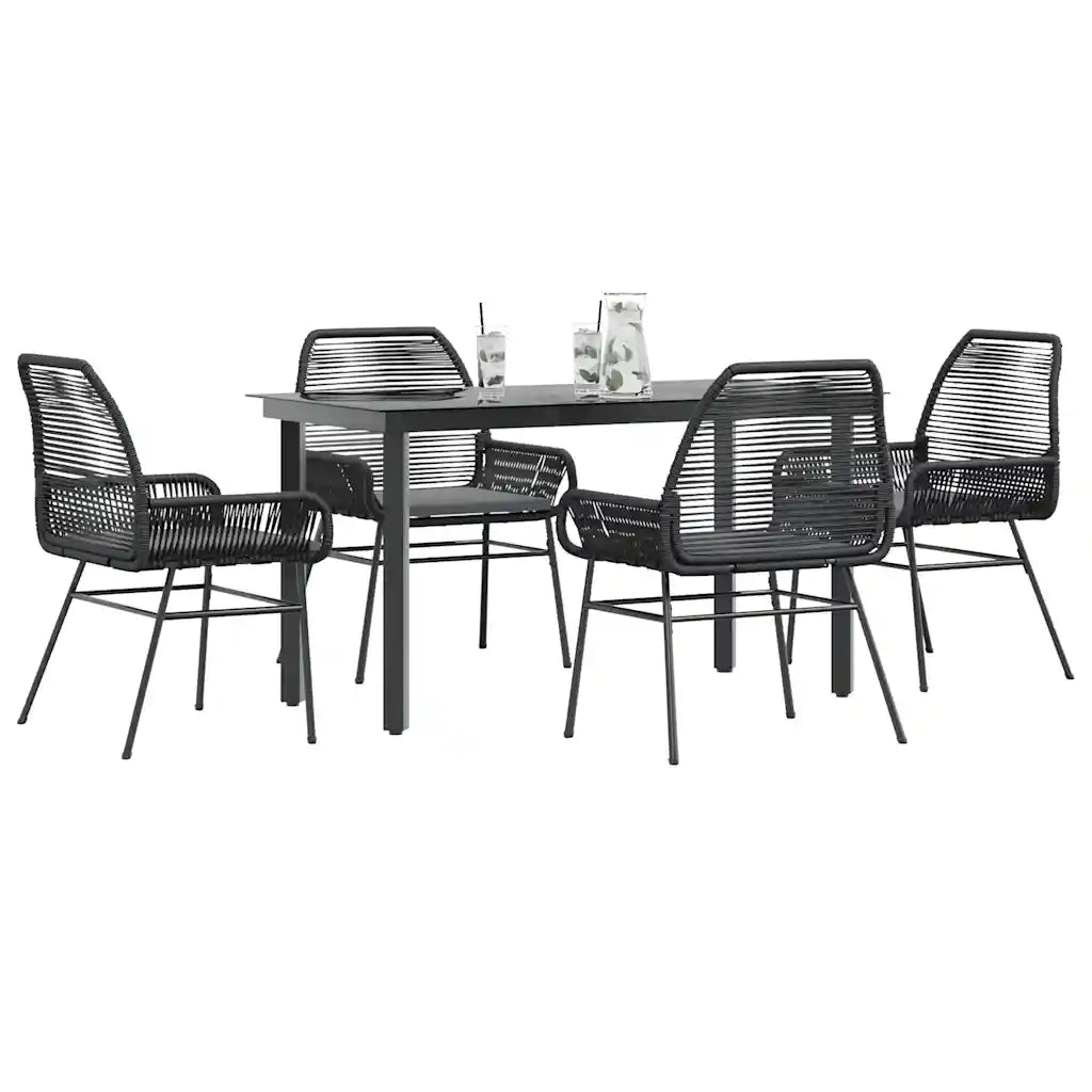vidaXL Set da Pranzo da Giardino con Cuscini 5 pz Polyrattan Vetro