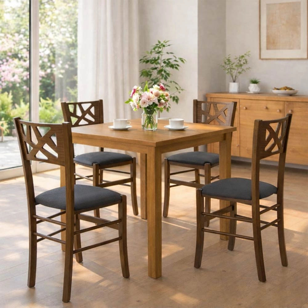 Sedie sala pranzo Sissy in legno noce scuro seduta imbottita antracite set da 2