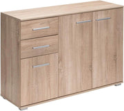 Cassettiera Alba 3 Ante con Ripiani 2 Cassetti 107x75x35cm Comò Armadietto Ufficio Mobiletto
