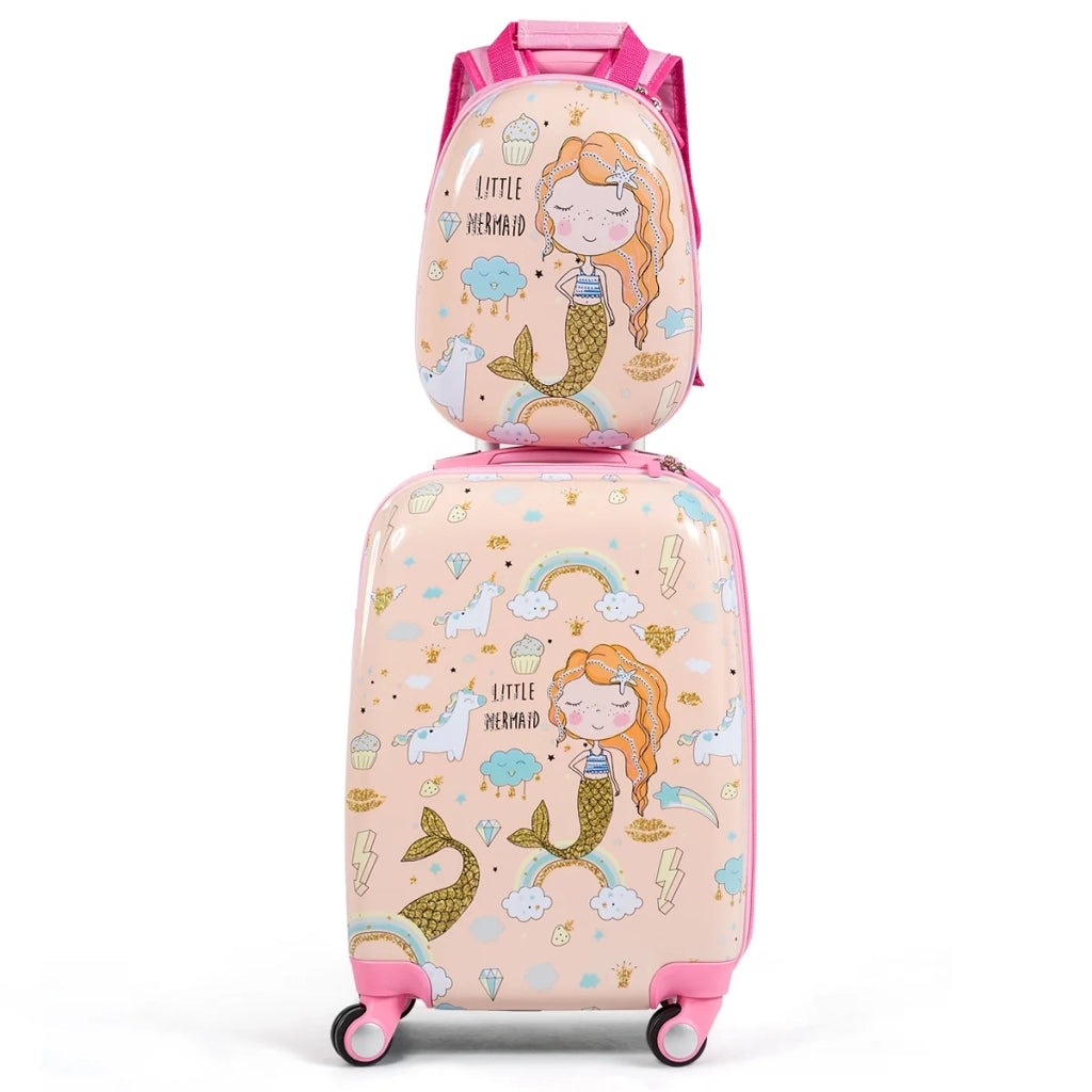 Set di 2 valigie per bambini 45 x 30 x 15 cm con ruote a 360° colore moderno e brillante ABS rosa 20_0021007