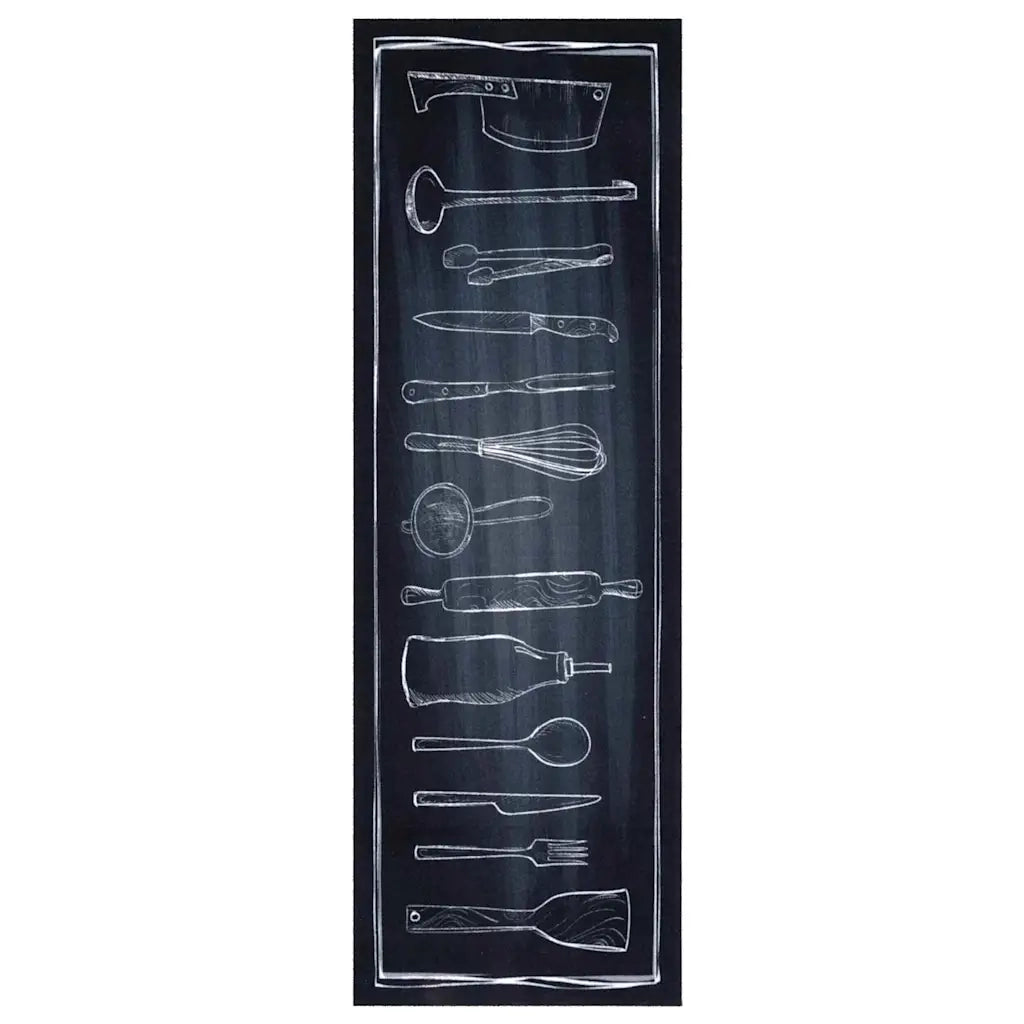 Tappeto da Cucina Nero 180 x 60 cm Velluto 42013431