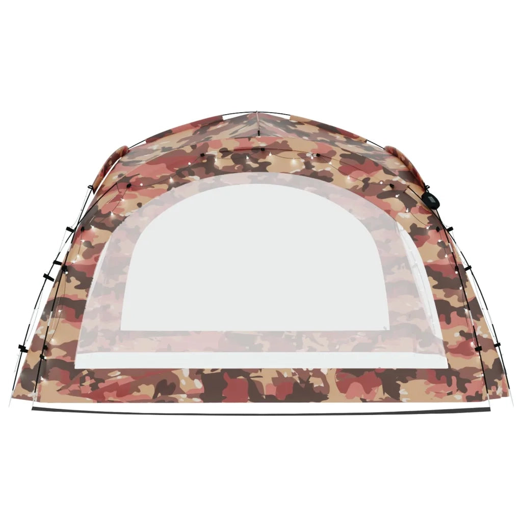 Tenda per Feste con LED e 4 Pareti-Tenda da campeggio 3,6x3,6x2,3 m Mimetica