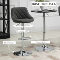 Set 2 Sgabelli da Bar con Altezza Regolabile, Base in Metallo e Seduta Finta Pelle, Sgabelli Alti Moderni Girevoli con Schienale e Poggiapiedi 46x48x83-104cm, Grigio Scuro
