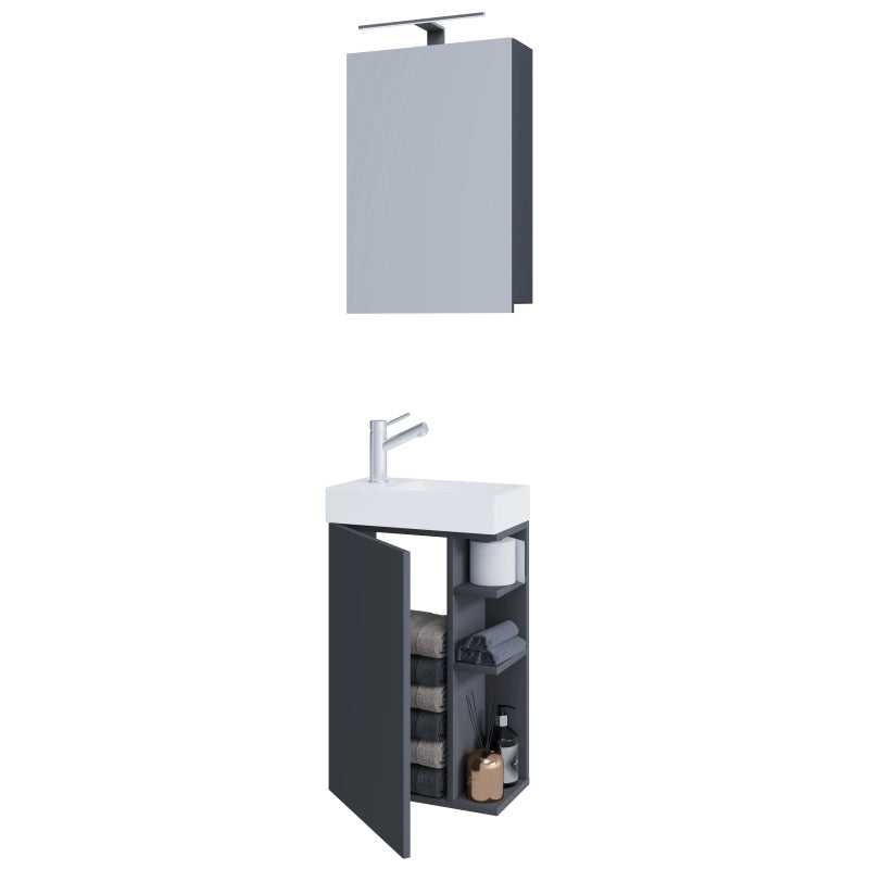 Forma di Ezooza Mobile Sospeso con lavabo in ceramica di alta qualità ed armadietto a specchio, Antracite ,