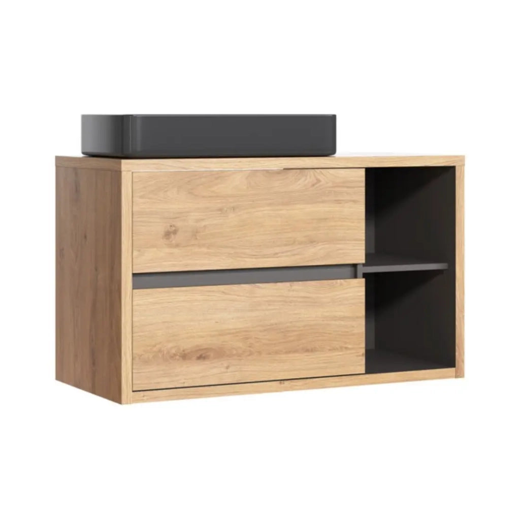 Set da bagno MATT: mobile sottolavabo 100cm + lavabo da appoggio nero