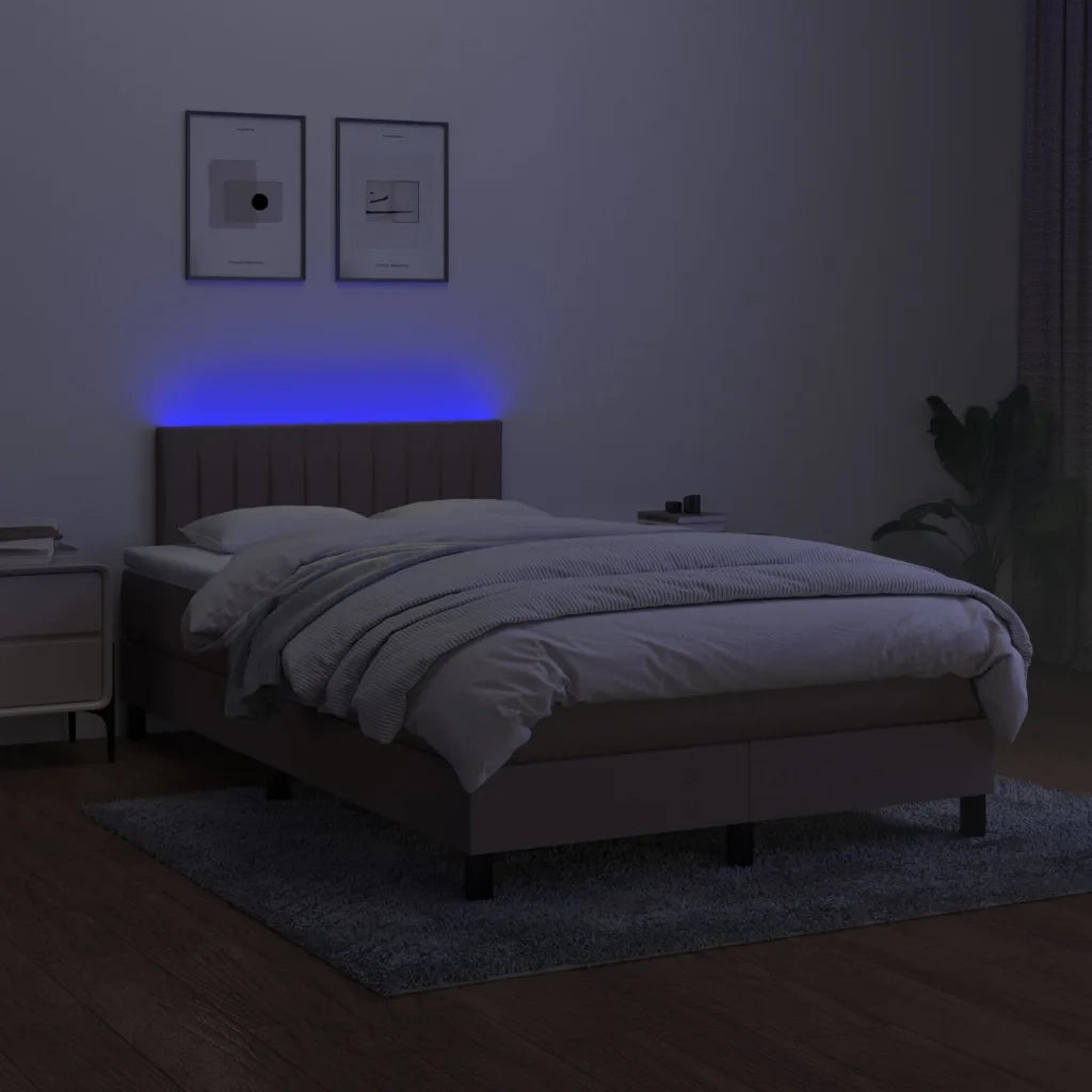 Letto a Molle con Materasso e LED Tortora 120x200cm in Tessuto cod mxl 57713