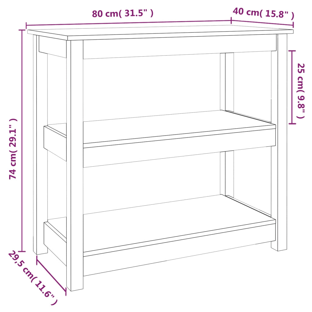 Tavolo Consolle Bianco 80x40x74 cm in Legno Massello di Pino cod mxl 14818