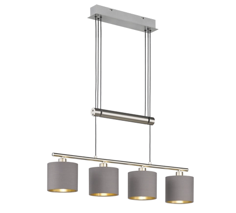 Lampada Sospensione 4 Diffusori Bilanciere Regolabile Ecru Oro Garda GD Trio
