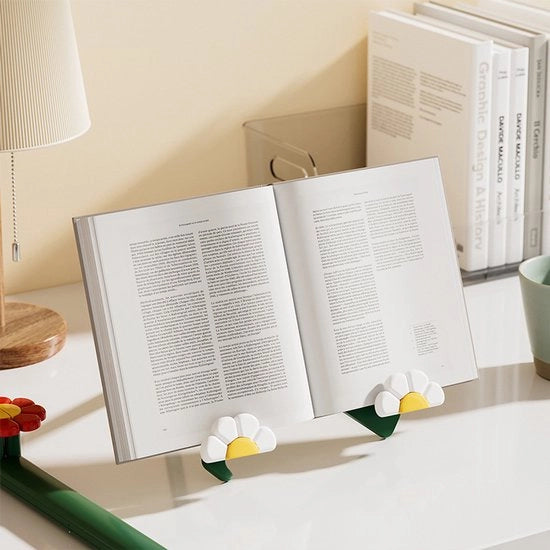 Supporto libreria pieghevole a forma di fiore – Libreria pieghevole regolabile per libri di cucina, riviste e tablet