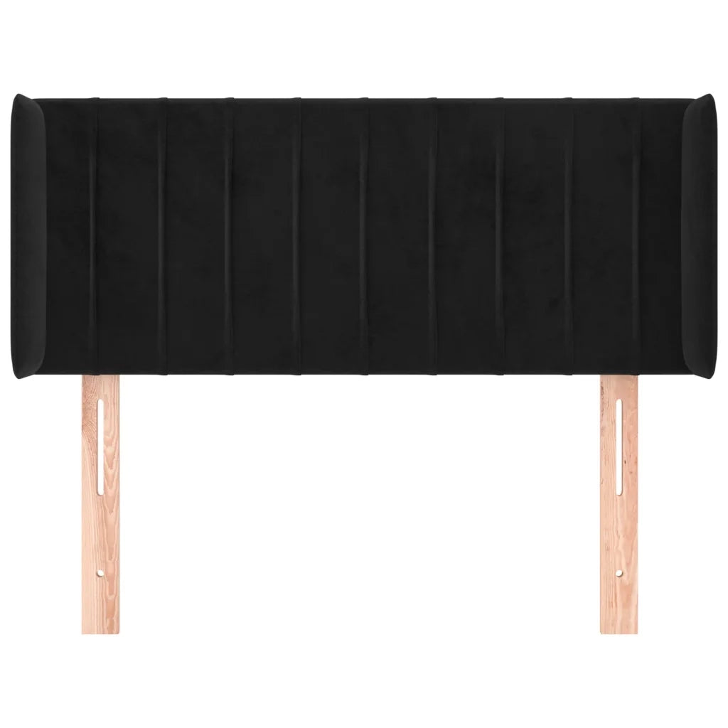 Testiera ad Orecchio Nera 93x16x78/88 cm in Velluto 3119044