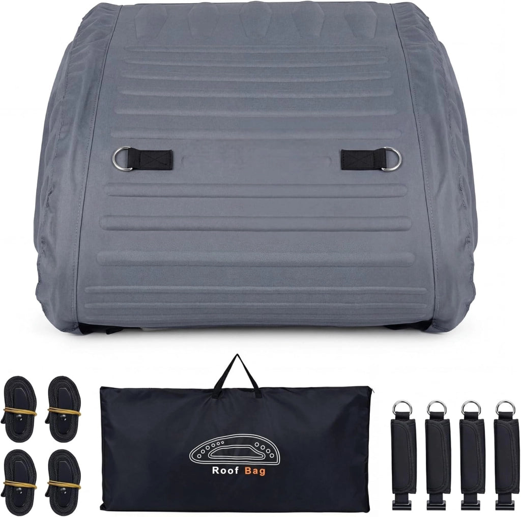 Box Tetto Auto 400L, 113,5 X 63,5 X 36,5 CM, Portapacchi Auto Tetto Impermeabile con Cinghie di Trasporto & Borsa di Trasporto, per Auto, Furgoni, SUV (Nero)