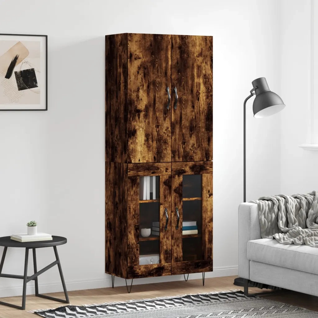 Credenza | Madia | Buffet da pranzo | Armadio da pranzo Rovere Fumo 69,5x34x180 cm in Legno Multistrato