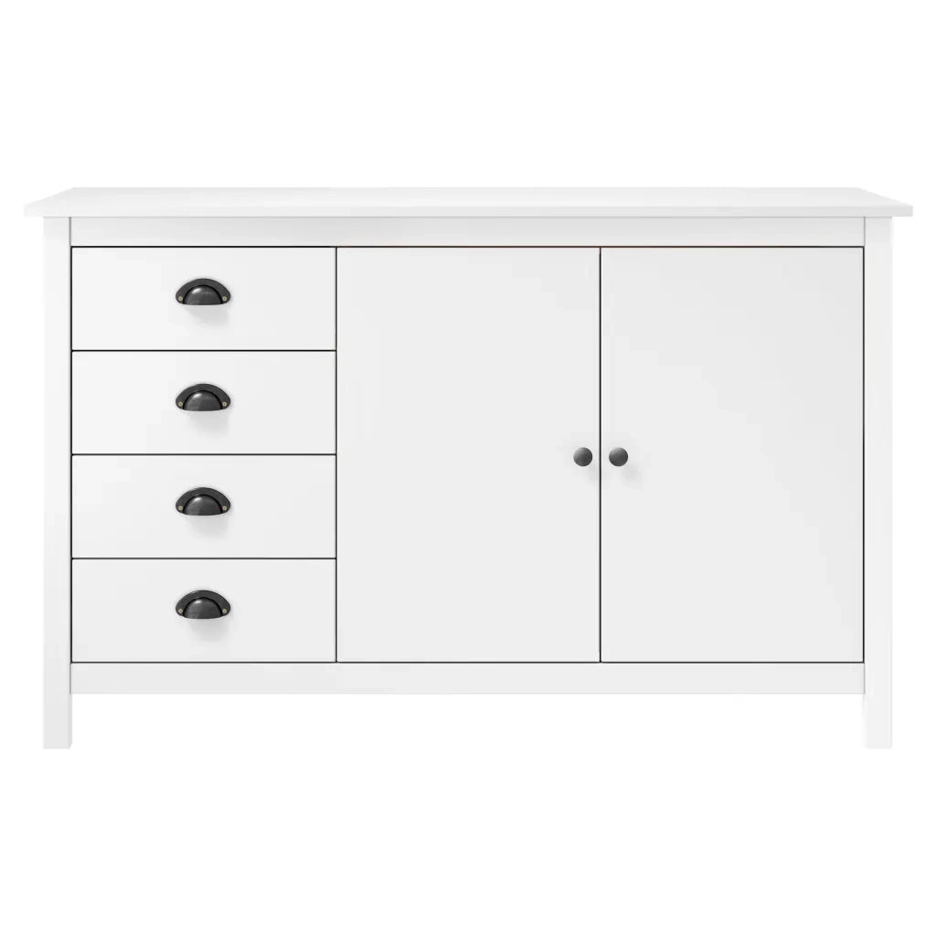 Credenza-Buffet-Armadio da cucina Hill Bianca 130x40x80 cm in Legno Massello di Pino