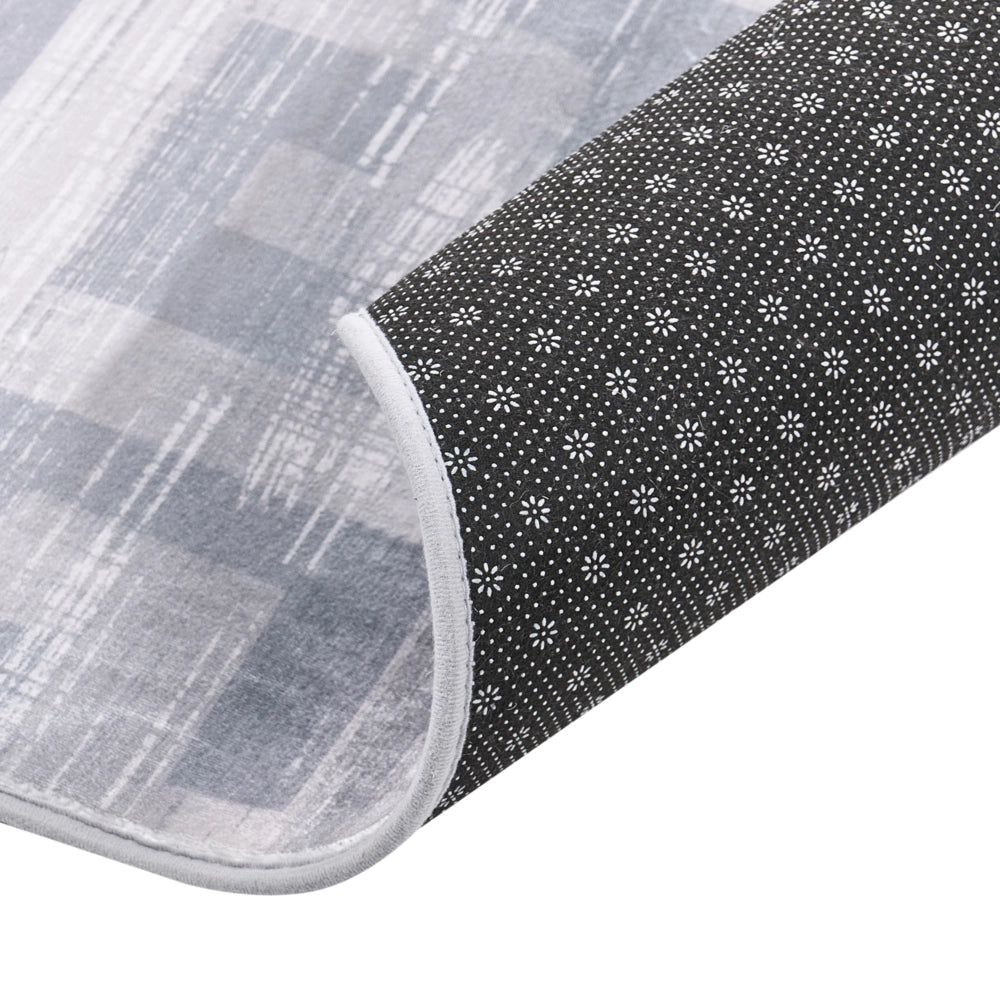 Tappeto grigio Tessuto 80 x 300 cm Motivo geometrico moderno Soggiorno Camera da letto Per riscaldamento a pavimento Fondo antiscivolo