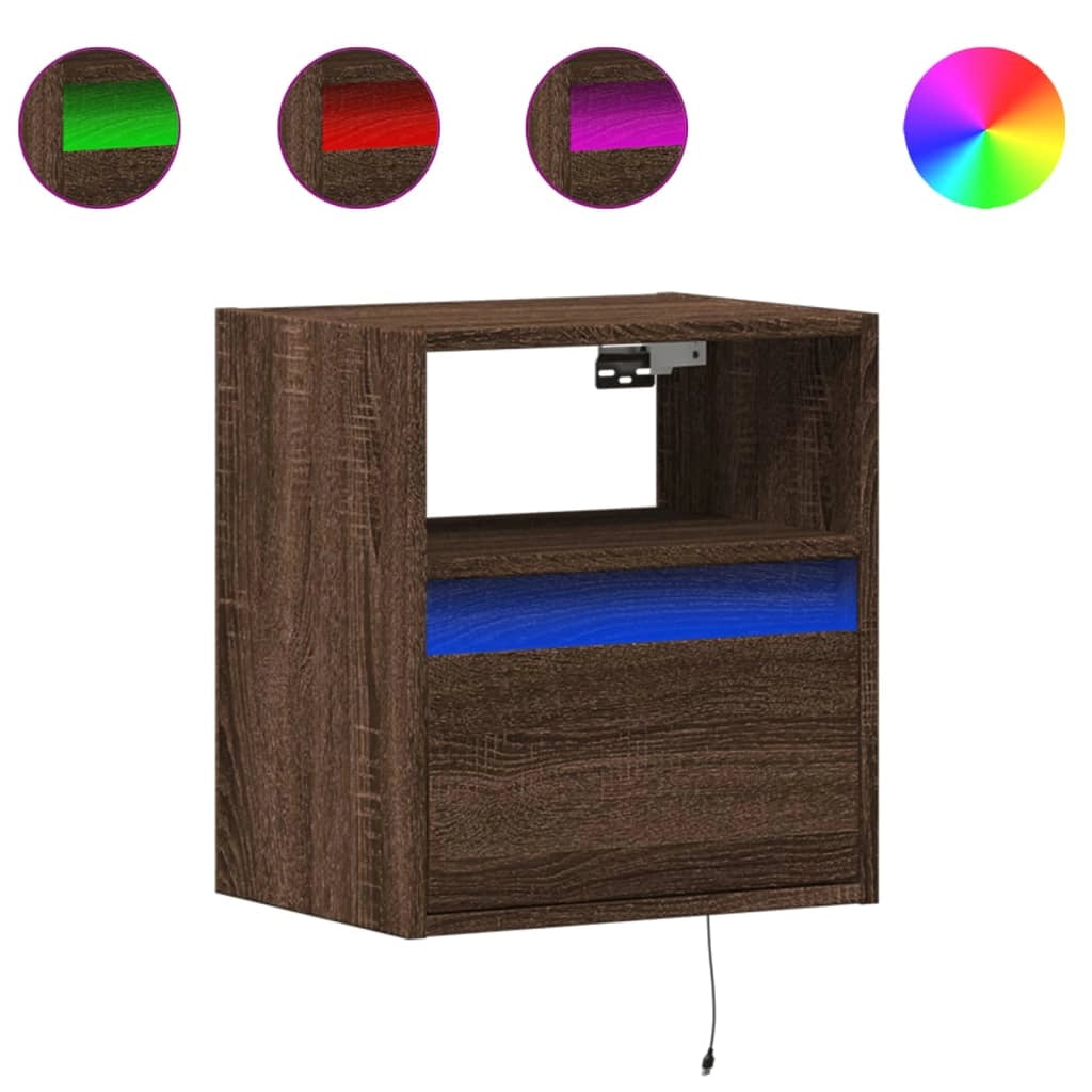 Mobile TV multimediale mensola TV credenza mobile TV parete attrezzata per sala da pranzo soggiorno camera da letto con luci LED rovere 41 x 31 x 45 cm marrone 02_0027951