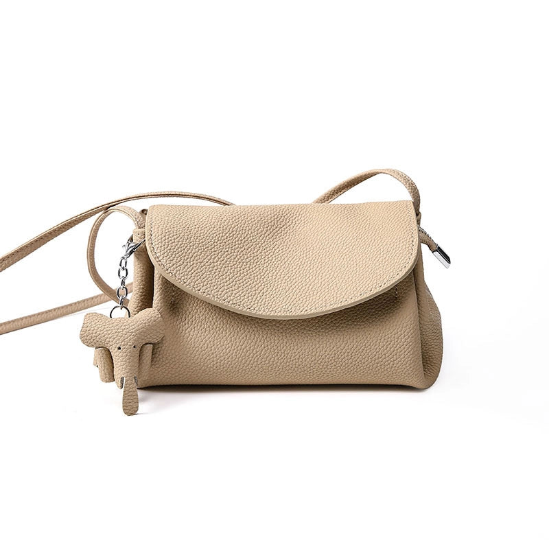 Borsa a tracolla da donna in vera pelle, colore grigio.