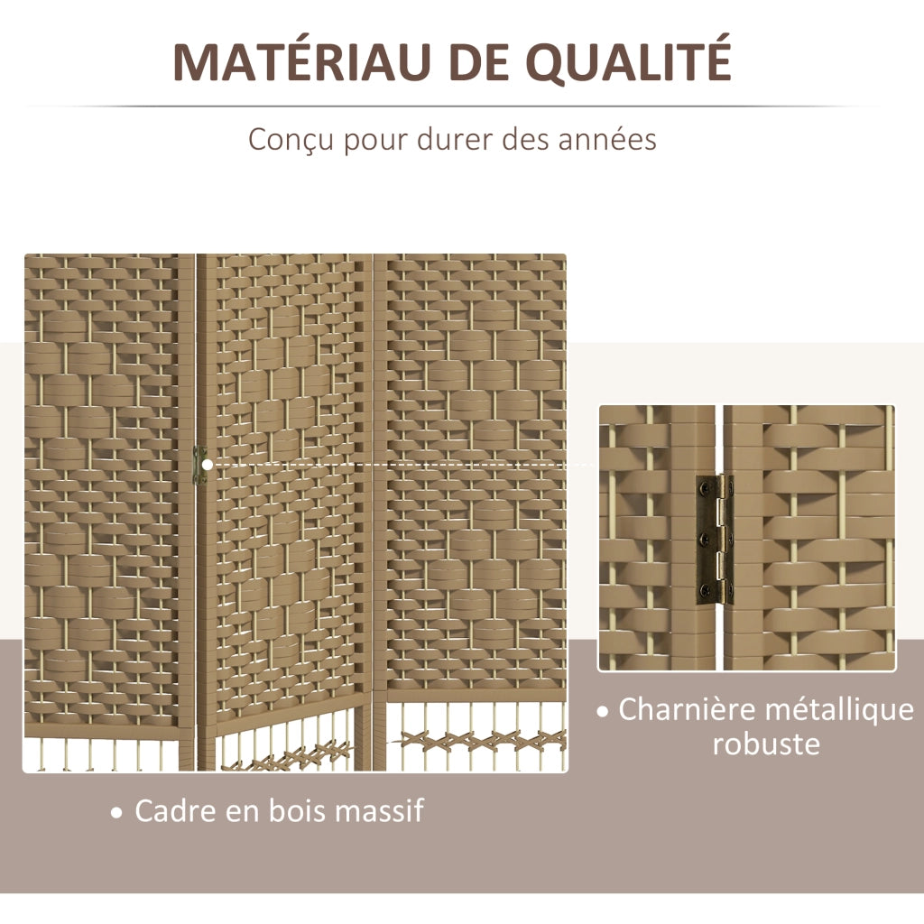 Paravento in legno 3 pannelli ¨C zephmum ¨C naturale 120x170 cm