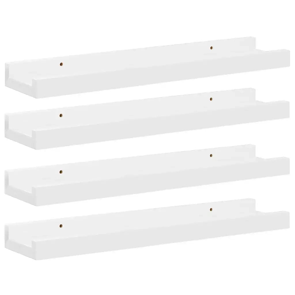4 pz Mensole da Parete | Scaffali a Parete | Ripiano a parete Bianco Lucido 40x9x3 cm