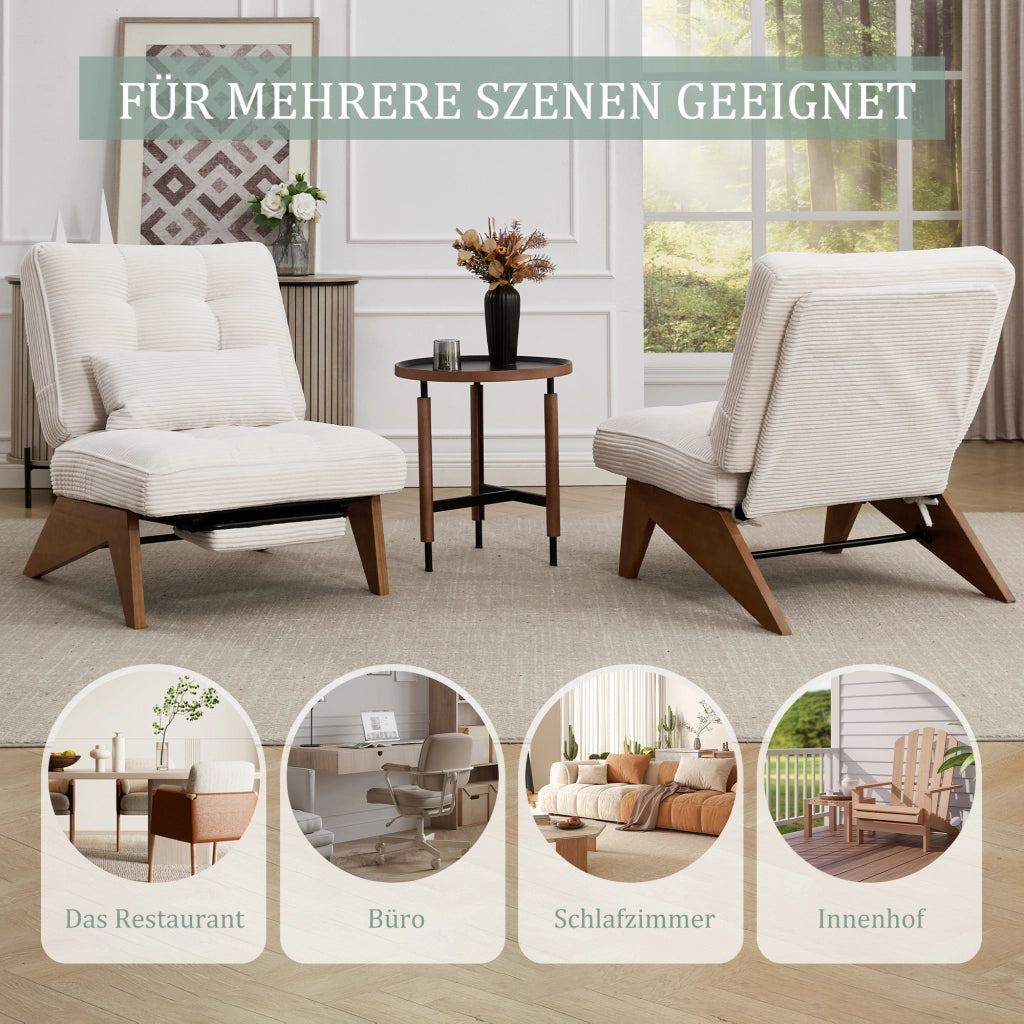 POLTRONA reclinabile 127x73x90 cm in velluto a coste beige