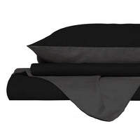 Copripiumino Singolo con Sacco e Federe in Tinta Unita Double Face Linea Vera Nero e Fumo