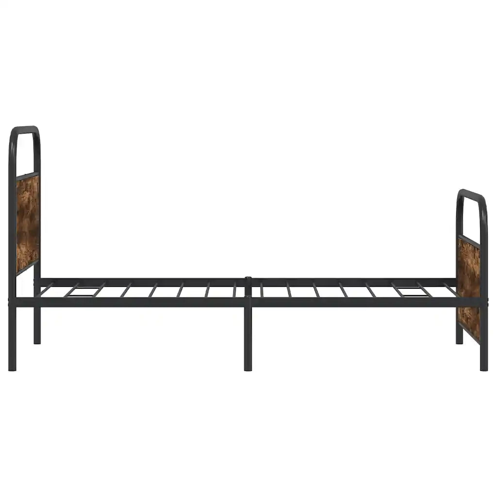Letto singolo | Letto per adulti | Giroletto senza Materasso Rovere Fumo 90x200 cm in Truciolato